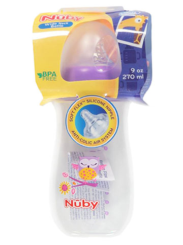 Nuby Wide Neck Bottle (9 Oz.) - CookiesKids.com