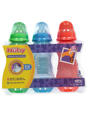 Nuby 3-Pack Bottles (10 oz.) - CookiesKids.com