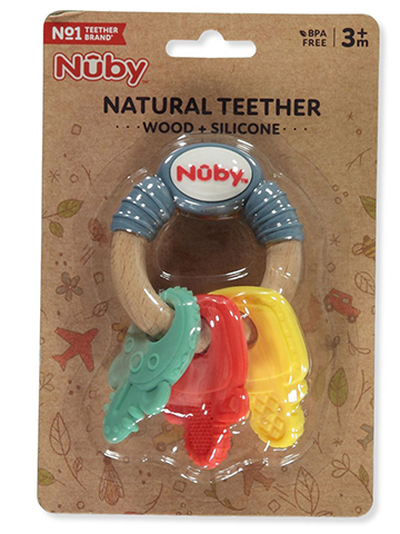 Nuby Baby Natural Wood and Silicone Teether - CookiesKids.com