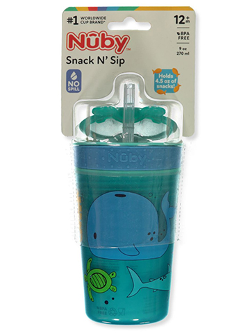 Nuby Boys' Snack N Sip 9 Oz. Whale Cup With Straw - CookiesKids.com