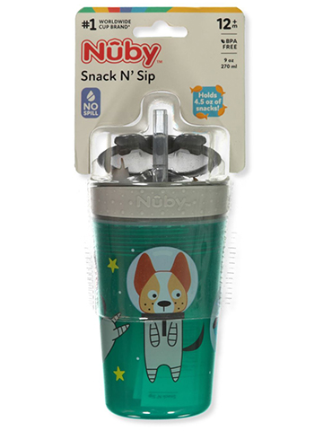 Nuby Boys' Snack N Sip 9 Oz. Space Dog Cup With Straw - CookiesKids.com