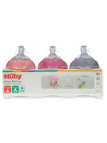 Nuby Baby 3-Pack Infant Baby Bottles - CookiesKids.com