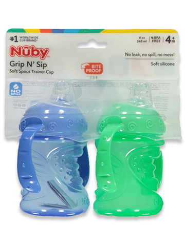 Nuby Baby 2-Pack Grip N Sip Bite-Proof Trainer Cup - CookiesKids.com