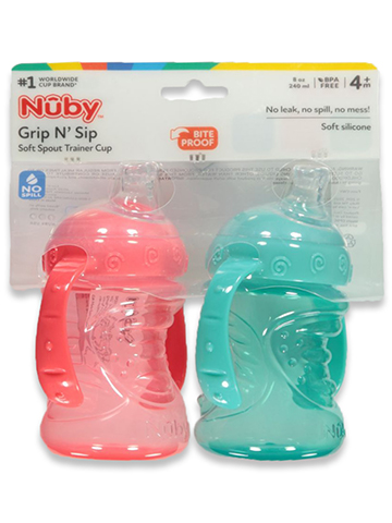 Nuby Baby 2-Pack Grip N Sip Bite-Proof Trainer Cup - CookiesKids.com