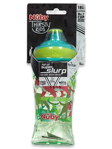 Nuby Baby Boys' 12 Oz. Pop-Up Super Slurp Free Flow Sipper Cup - CookiesKids.com