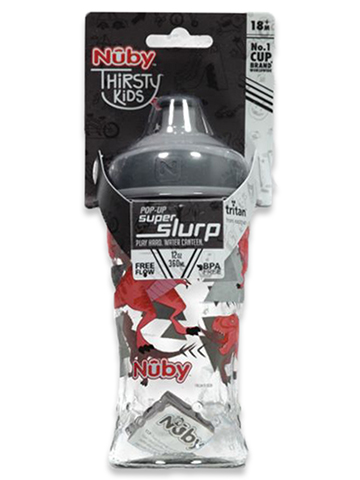 Nuby Baby Boys' 12 Oz. Pop-Up Super Slurp Free Flow Sipper Cup - CookiesKids.com