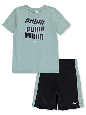 Puma Boys' 2-Piece Script Shorts Set Outfit - CookiesKids.com