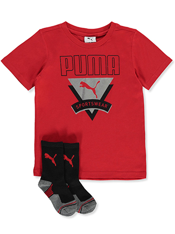 Puma Boys' 2-Piece T-Shirt Varsity Socks Set - CookiesKids.com