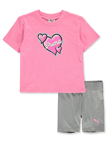 Puma Girls' 2-Piece Bike Shorts Set Outfit - CookiesKids.com