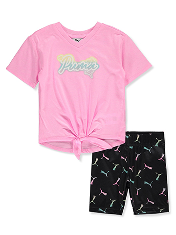 Puma Girls' 2-Piece Bike Shorts Set Outfit - CookiesKids.com