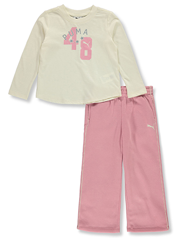 Puma Girls' 2-Piece Wide Leg Pants Set Outfit - CookiesKids.com