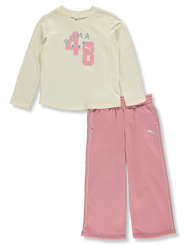 Puma Girls' 2-Piece Fleece Pants Set Outfit - CookiesKids.com