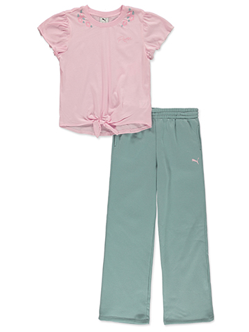 Puma Girls' 2-Piece Floral Joggers Set Outfit - CookiesKids.com