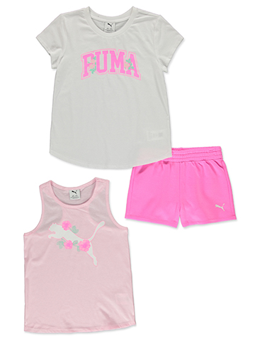 Puma Girls' 3-Piece Mix Match Shorts Set Outfit - CookiesKids.com