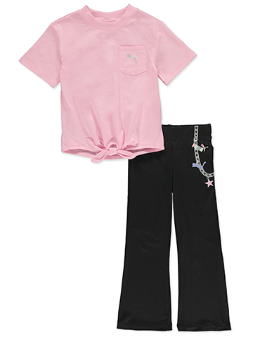 Puma Girls' 2-Piece Charmed Flared Leggings Set Outfit - CookiesKids.com