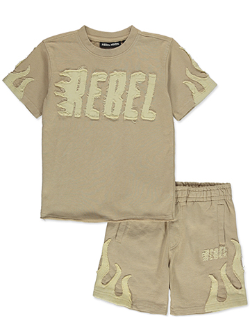 Rebel Minds Boys' 2-Piece Flames Shorts Set Outfit - CookiesKids.com