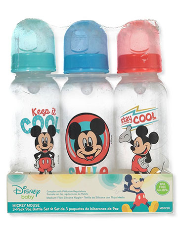 Disney Mickey Mouse 3-Pack Baby Bottles (9 oz.) - CookiesKids.com