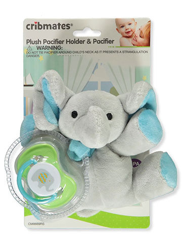 Cribmates Elephant Plush Pacifier Holder with Pacifier - CookiesKids.com