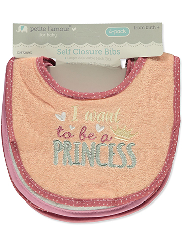 Petite L'Amour Baby Girls' 4-Pack Baby Bibs - CookiesKids.com