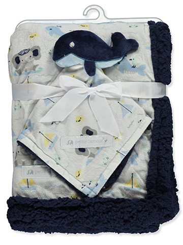 Petite L'Amour Baby Boys' 2-Piece Blanket With Plush Toy Set - CookiesKids.com