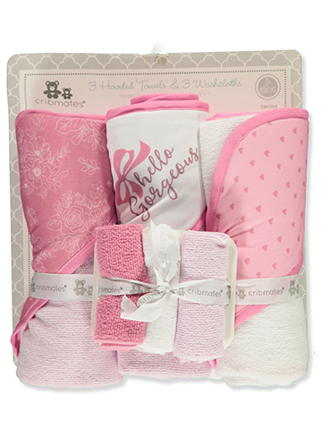 Cribmates Baby Girls' 6-Piece Hooded Towel & Washcloths Set - CookiesKids.com