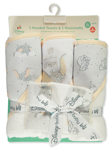 Disney Dumbo Baby Unisex 6-Piece Hooded Towel & Washcloths Set - CookiesKids.com