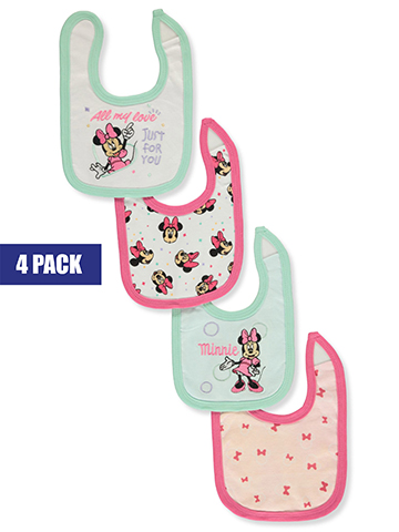 Disney Minnie Mouse Baby Girls' 4-Pack Bibs - CookiesKids.com