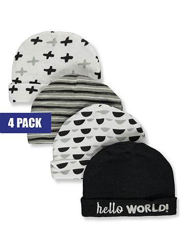 Cribmates Baby Boys' 4-Pack Hello Caps - CookiesKids.com