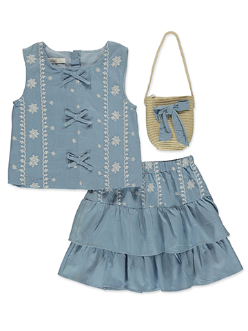 Badgley Mischka Girls' 3-Piece Skirt Handbag Set Outfit - CookiesKids.com