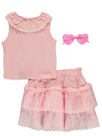 Badgley Mischka Girls' 3-Piece Sunglasses Skirt Set Outfit - CookiesKids.com