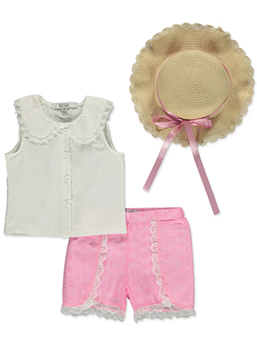 Badgley Mischka Girls' 3-Piece Shorts Set Outfit - CookiesKids.com