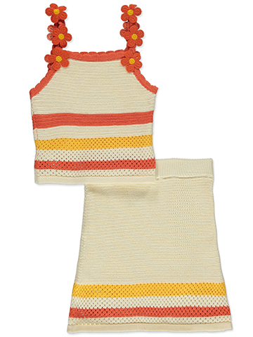 Badgley Mischka Girls' 2-Piece Crochet Skirt Set Outfit - CookiesKids.com