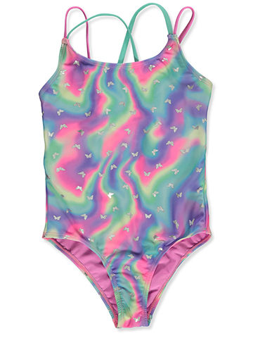 RMLA Girls' 1-Piece Rainbow Butterfly Swimsuit - CookiesKids.com