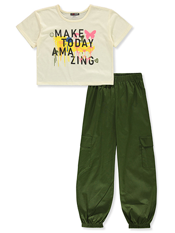 Girlsquad Girls' 2-Piece Cargo Jogger Set Outfit - CookiesKids.com