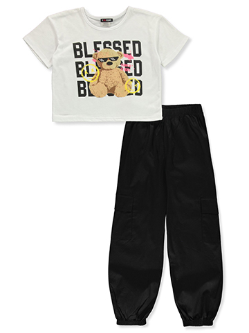 Girlsquad Girls' 2-Piece Cargo Jogger Set Outfit - CookiesKids.com