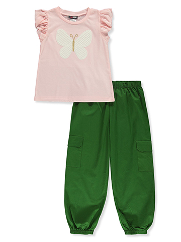 Girlsquad Girls' 2-Piece Butterfly Jogger Pants Set Outfit - CookiesKids.com