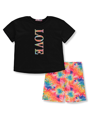 Girlsquad Girls' 2-Piece Tie-Dye Bike Shorts Set Outfit - CookiesKids.com