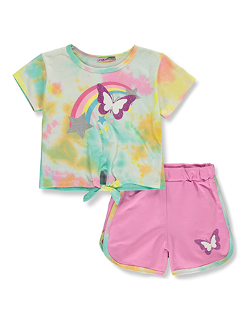 Girlsquad Girls' 2-Piece Butterfly Dolphin Shorts Set Outfit - CookiesKids.com