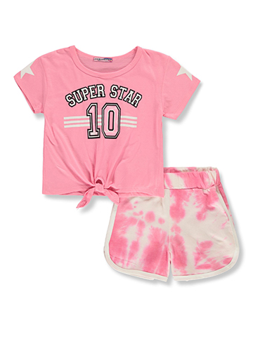 Girlsquad Girls' 2-Piece Butterfly Dolphin Shorts Set Outfit - CookiesKids.com