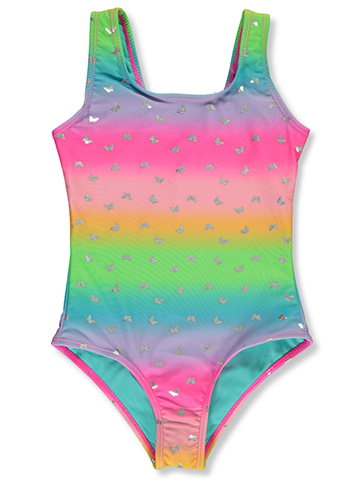 Girlsquad Girls' 1-Piece Rainbow Butterfly Swimsuit Set - CookiesKids.com