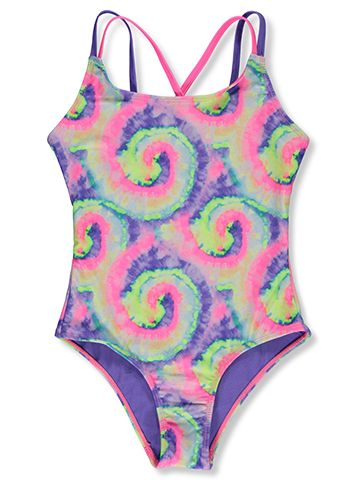Girlsquad Girls' 1-Piece Rainbow Tie-Dye Swimsuit Set - CookiesKids.com