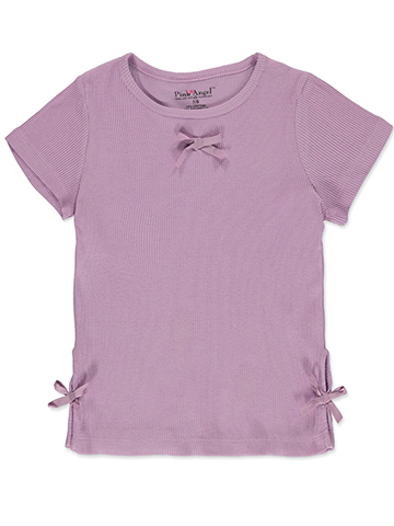 Pink Angel Girls' Ribbed T-Shirt with Ribbon Details - CookiesKids.com