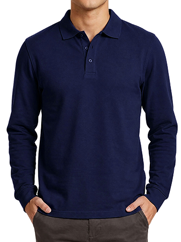 Smith's American Men's Pique Long-Sleeved Polo Shirt - CookiesKids.com