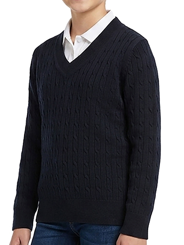 Smith's American Girls' Cable Knit V-Neck Pullover Sweater - CookiesKids.com