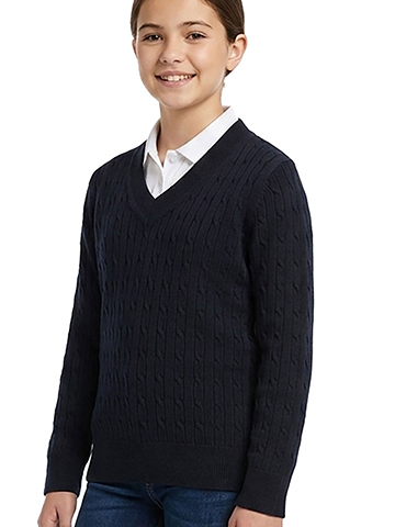 Smith's American Girls' Cable Knit V-Neck Pullover Sweater - CookiesKids.com