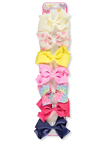 Buttons & Bows Girls’ Printed Grosgrain Ribbon 7-Pack Hair Clips - CookiesKids.com