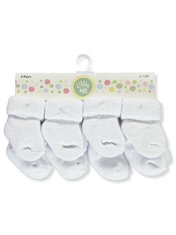 Little Me Unisex Baby Terry Foldover Cuff 8-Pack Socks - CookiesKids.com
