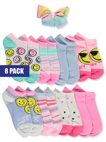 Totally Sox Girls' 8-Pack Socks With Matching Hair Accessory - CookiesKids.com