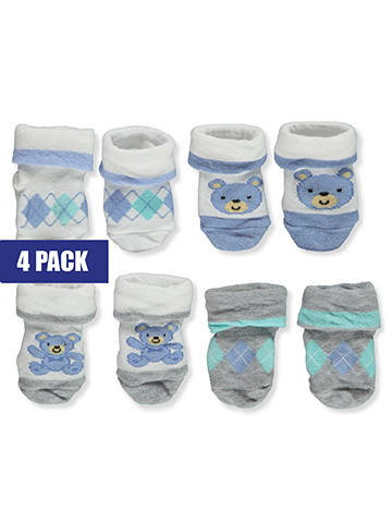 Piper & Jax Baby Boys' 4-Pack Bear Booties - CookiesKids.com