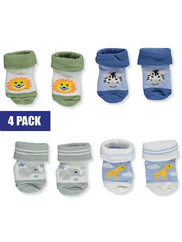 Piper & Jax Baby Boys' 4-Pack Animals Booties - CookiesKids.com